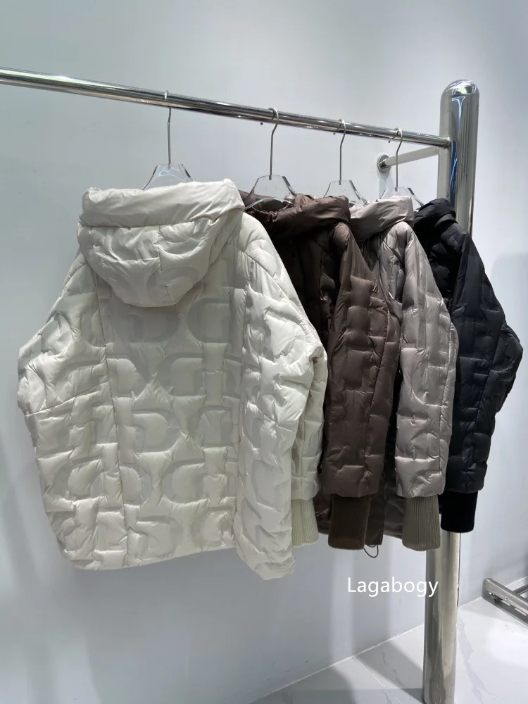 Lagabogy Autumn 2025 Winter Down Jacket Women Casual Loose Oversize White Duck Coat Warm Outerwear Hood Style Coat Office Lady