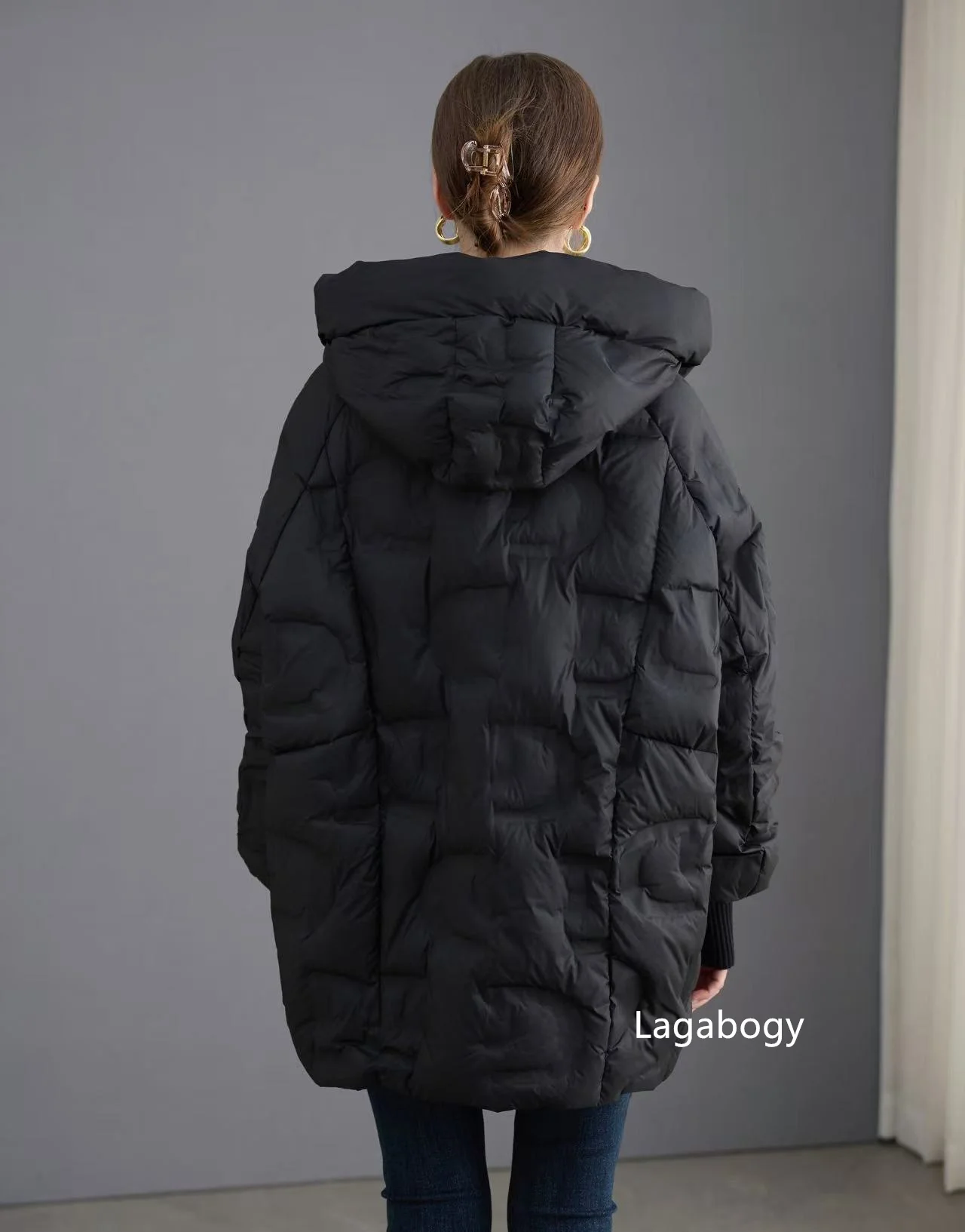 Lagabogy Autumn 2025 Winter Down Jacket Women Casual Loose Oversize White Duck Coat Warm Outerwear Hood Style Coat Office Lady