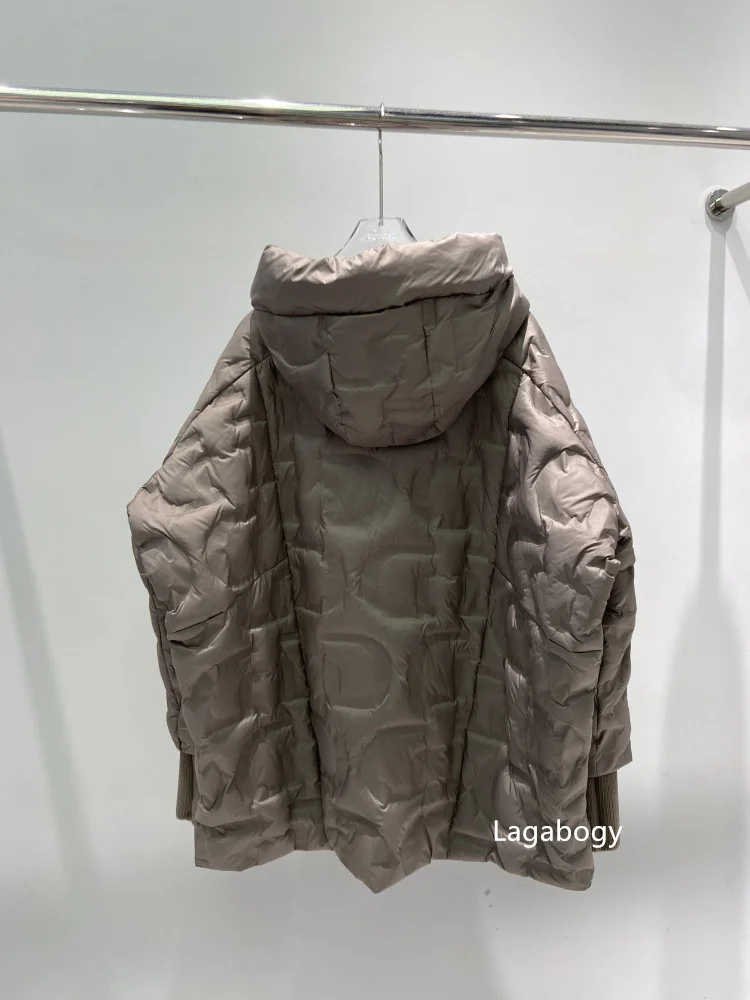 Lagabogy Autumn 2025 Winter Down Jacket Women Casual Loose Oversize White Duck Coat Warm Outerwear Hood Style Coat Office Lady
