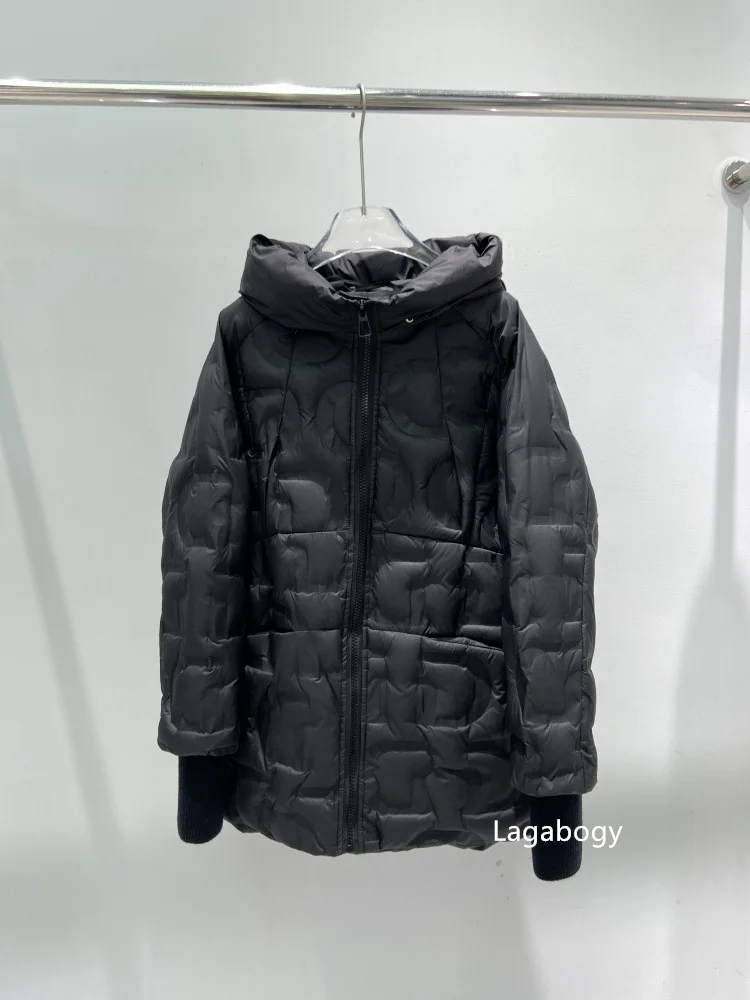 Lagabogy Autumn 2025 Winter Down Jacket Women Casual Loose Oversize White Duck Coat Warm Outerwear Hood Style Coat Office Lady