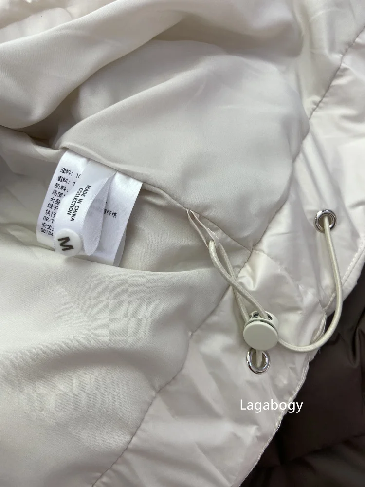 Lagabogy Autumn 2025 Winter Down Jacket Women Casual Loose Oversize White Duck Coat Warm Outerwear Hood Style Coat Office Lady