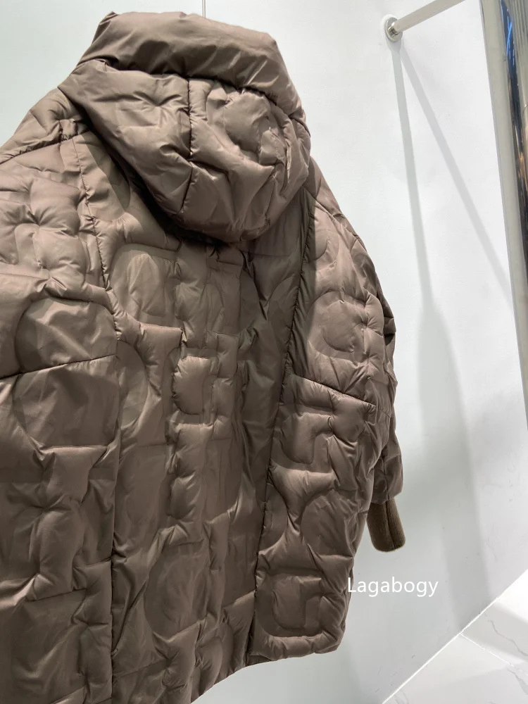 Lagabogy Autumn 2025 Winter Down Jacket Women Casual Loose Oversize White Duck Coat Warm Outerwear Hood Style Coat Office Lady