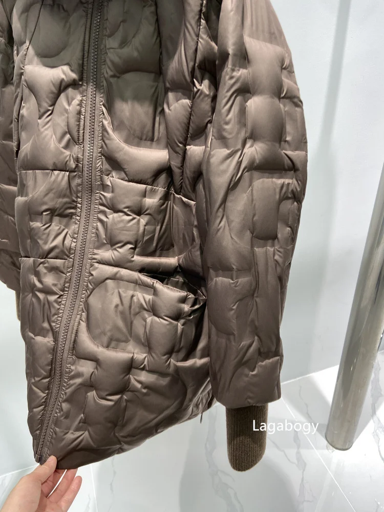 Lagabogy Autumn 2025 Winter Down Jacket Women Casual Loose Oversize White Duck Coat Warm Outerwear Hood Style Coat Office Lady