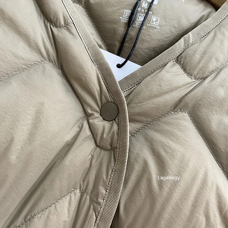 Lagabogy 2025 Autumn Winter Women Ultra Light 90% White Duck Down Jacket Female Casual Loose Puffer Coat Single Breasted Outwear