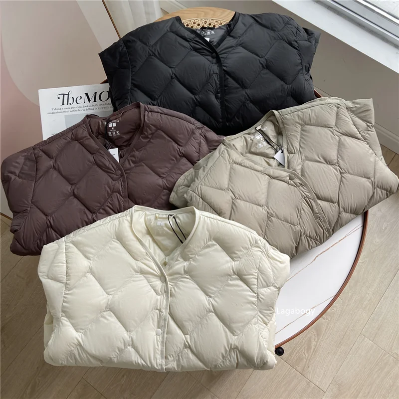 Lagabogy 2025 Autumn Winter Women Ultra Light 90% White Duck Down Jacket Female Casual Loose Puffer Coat Single Breasted Outwear