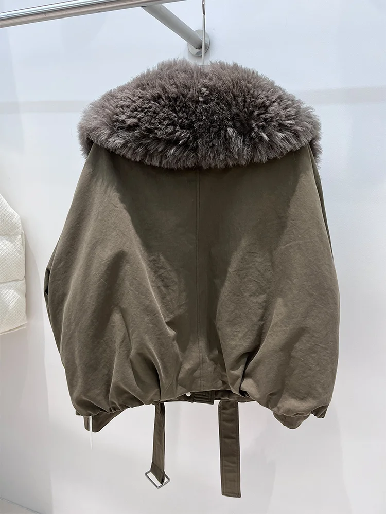 Women Winter Warm Natural Lamb Sheep Fur Collar Goose Down Jackets Thick Coat Outwear Female Puffer Jackets Hot Sale