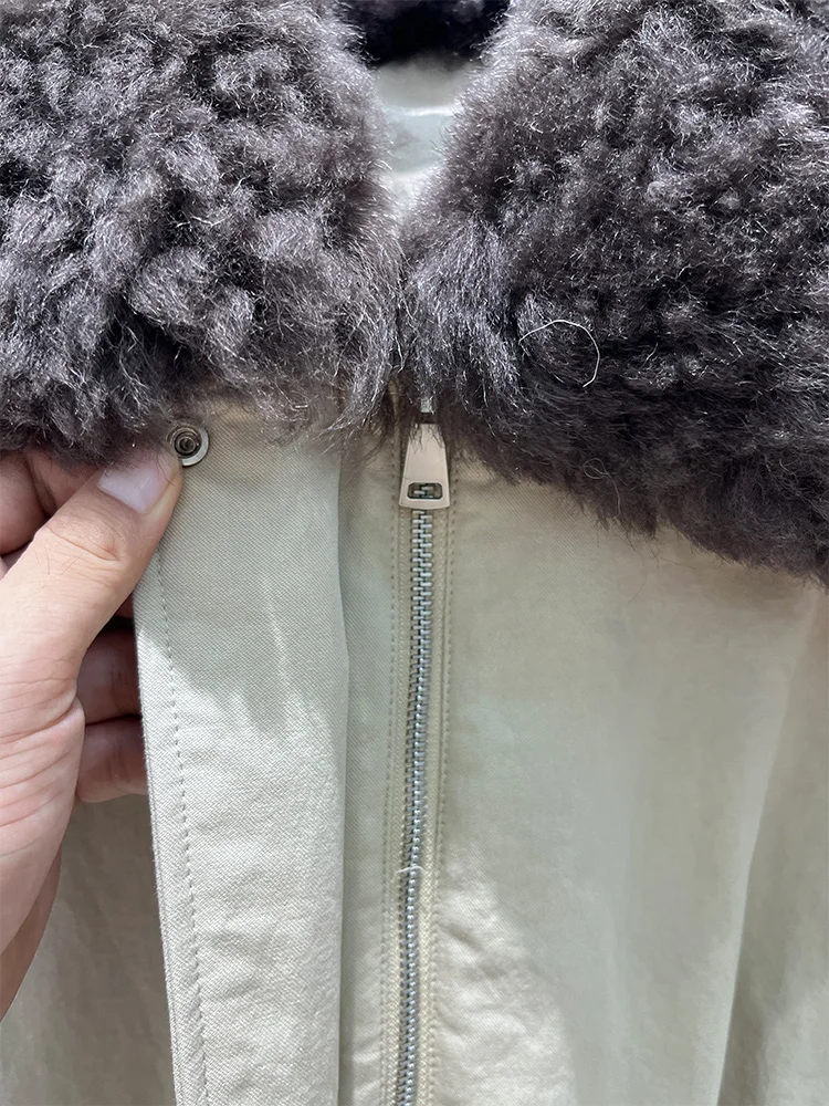 Women Winter Warm Natural Lamb Sheep Fur Collar Goose Down Jackets Thick Coat Outwear Female Puffer Jackets Hot Sale