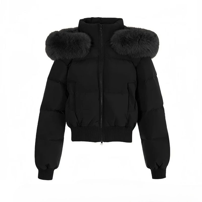 Korean Sweet Solid Faux Fur Hooded Coat Women Y2k Vintage Slim Cotton Coat Autumn Winter Casual Warm Long Sleeve Outerwear New