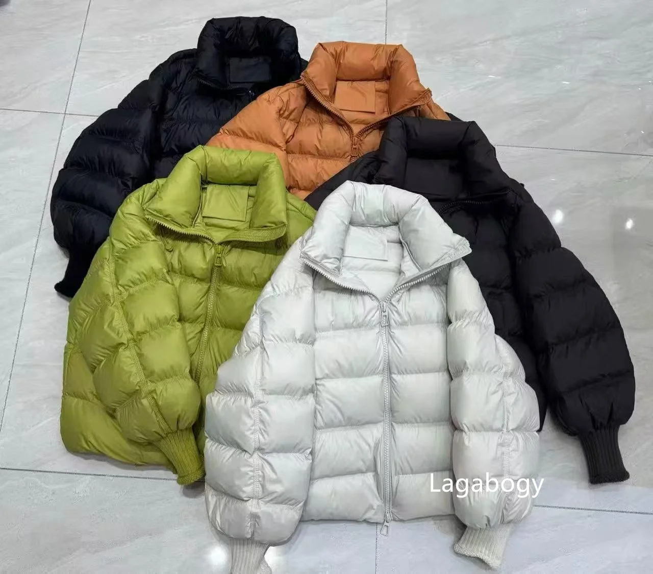 Lagabogy New Winter Women Loose White Duck Down Jacket Female Thicken Knitted Sleeve Puffer Coat Outerwear Ladies Casual Outwear
