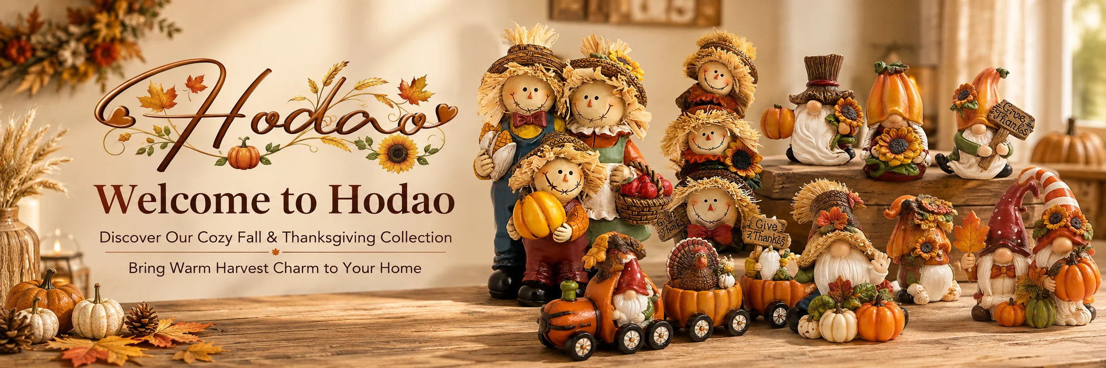 Hodao Scarecrow Resin Fall Harvest Train Figurine, Locomotive with Turkey Pumpkin Sunflower Wagons, Thanksgiving Tabletop Decoration, Rustic Autumn Farmhouse Shelf Sitter Ornament for Mantel, Home, Patio and Seasonal Holiday Display