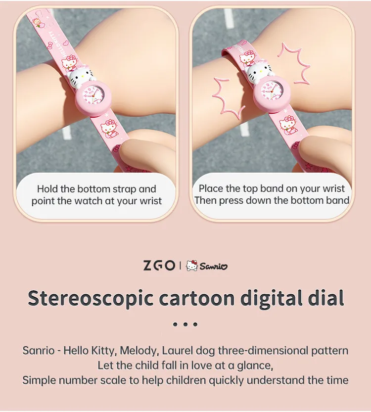 ZGO Sanrio Cinnamoroll Kids Watch, Unisex, Silicone Strap, Cute Waterproof Glow-in-the-Dark Watch for Children 307