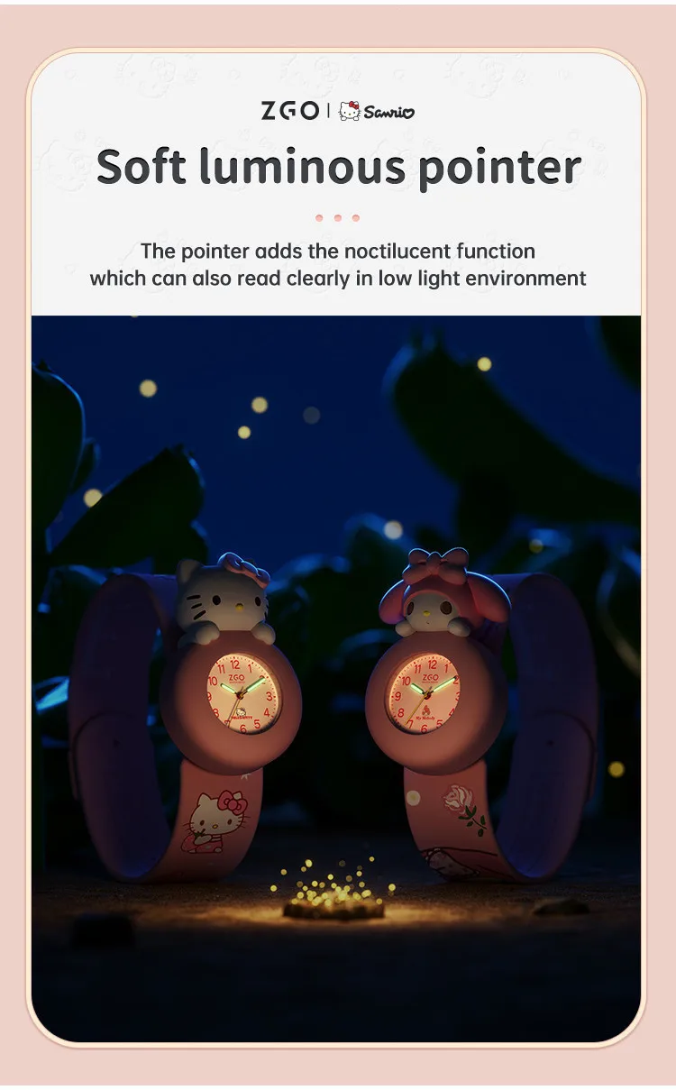 ZGO Sanrio Cinnamoroll Kids Watch, Unisex, Silicone Strap, Cute Waterproof Glow-in-the-Dark Watch for Children 307