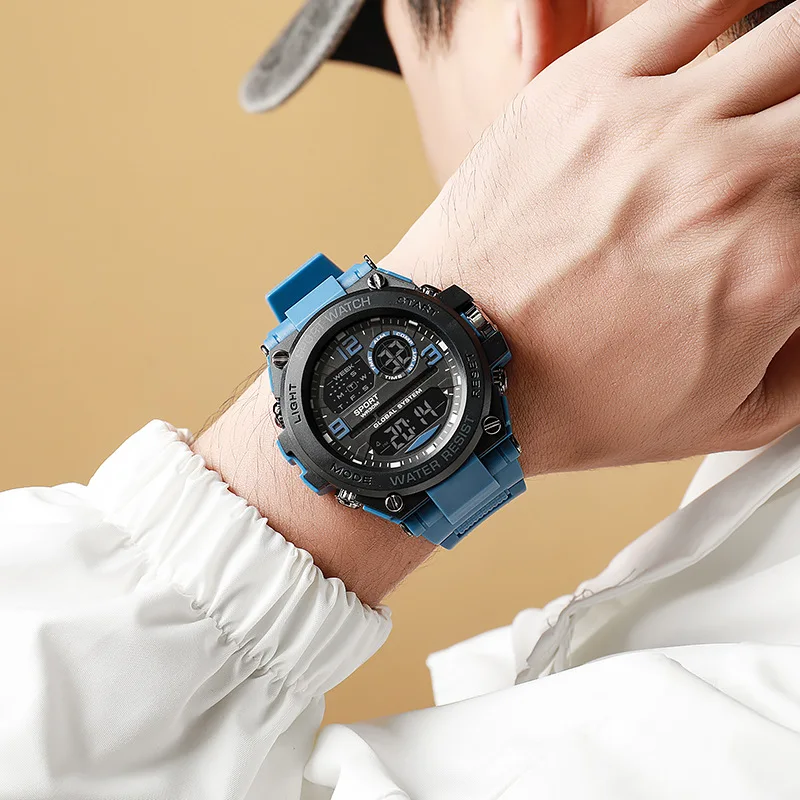 Men's Electronic Wristwatch Outdoor Multifunction Sports LED Digital Watch Waterproof Luminous Alarm-clock Stopwatch for Man