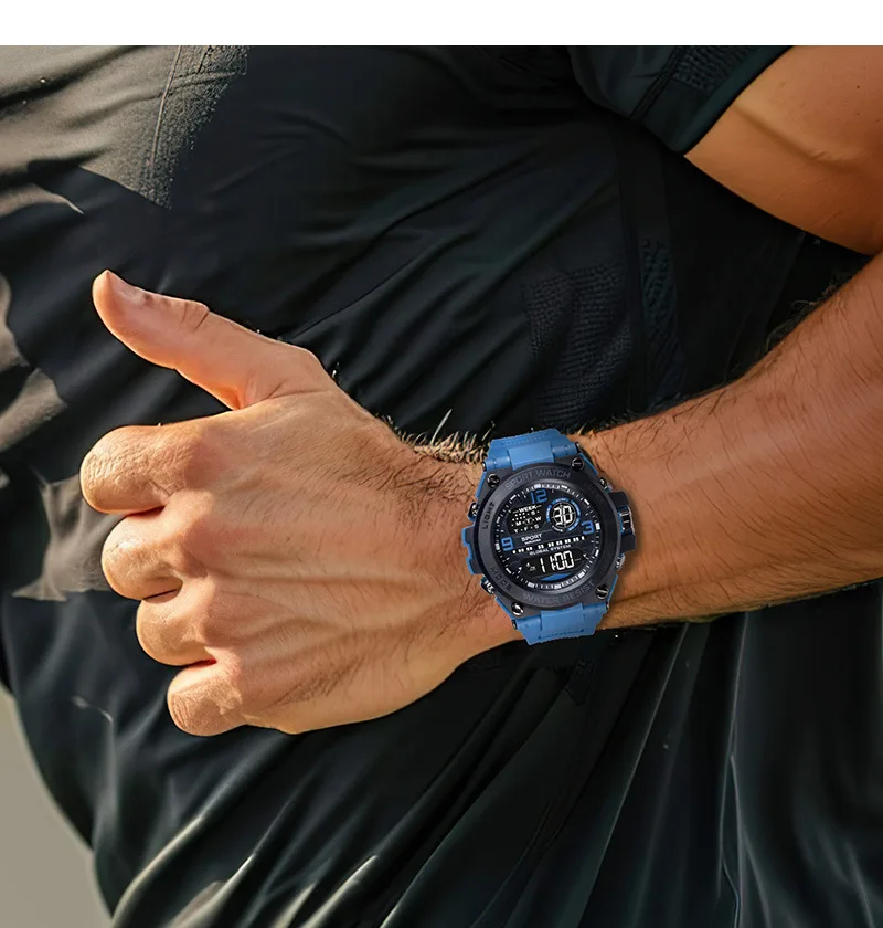 Men's Electronic Wristwatch Outdoor Multifunction Sports LED Digital Watch Waterproof Luminous Alarm-clock Stopwatch for Man