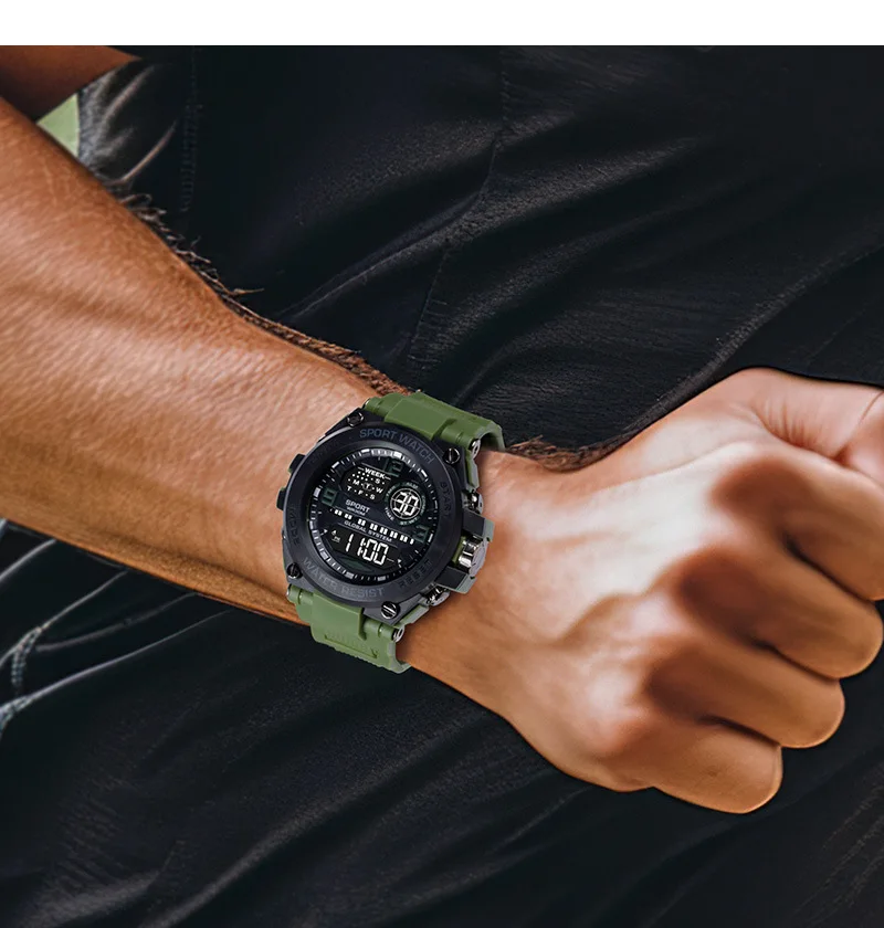 Men's Electronic Wristwatch Outdoor Multifunction Sports LED Digital Watch Waterproof Luminous Alarm-clock Stopwatch for Man