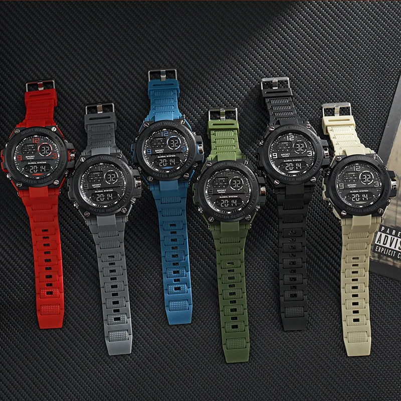 Men's Electronic Wristwatch Outdoor Multifunction Sports LED Digital Watch Waterproof Luminous Alarm-clock Stopwatch for Man