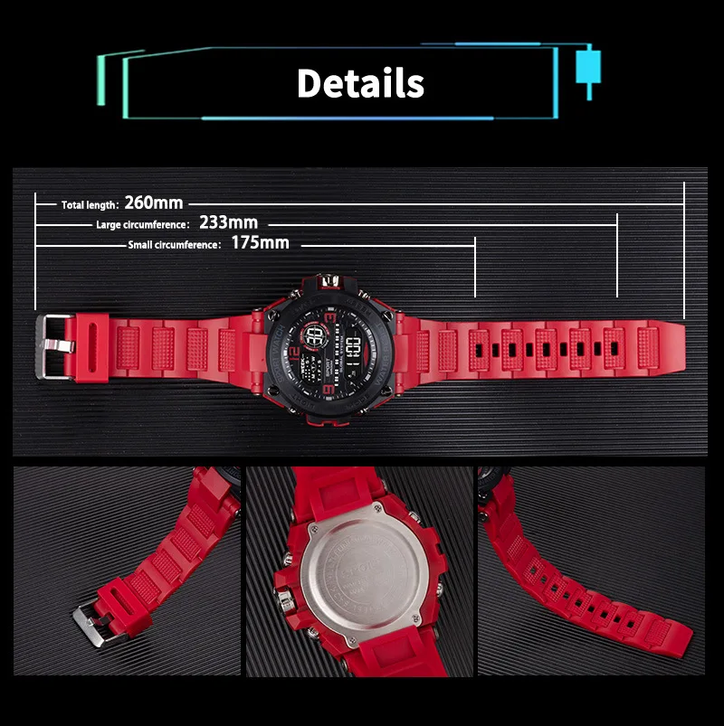 Men's Electronic Wristwatch Outdoor Multifunction Sports LED Digital Watch Waterproof Luminous Alarm-clock Stopwatch for Man