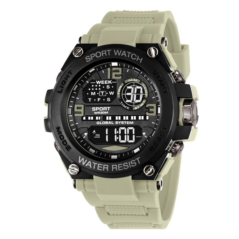 Men's Electronic Wristwatch Outdoor Multifunction Sports LED Digital Watch Waterproof Luminous Alarm-clock Stopwatch for Man