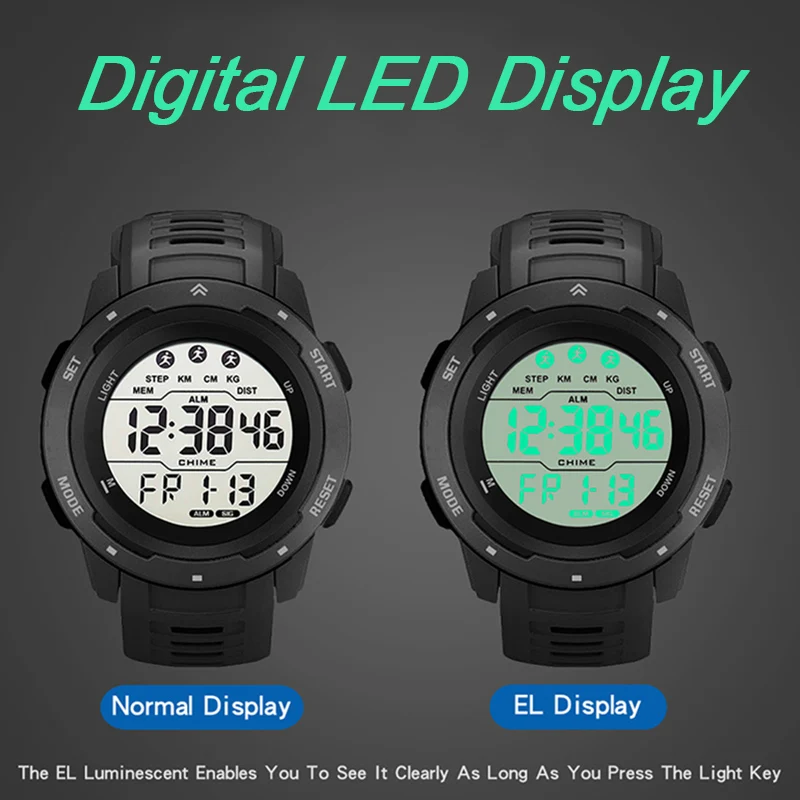 Electronic Watch for Man Outdoor Sport Watch Stopwatch Waterproof Calendar Multifunction LED Digital Clock for Men Kids Boy Teen