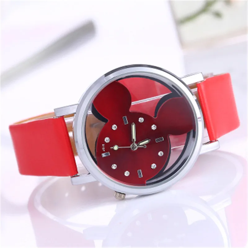 Mickey Mouse Minni Steel Quartz Watch Cartoon Children Watches Crystal Diamond Ladies Student Women Anime Clock Girls Golden