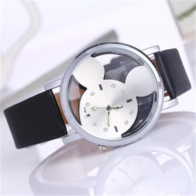 Mickey Mouse Minni Steel Quartz Watch Cartoon Children Watches Crystal Diamond Ladies Student Women Anime Clock Girls Golden
