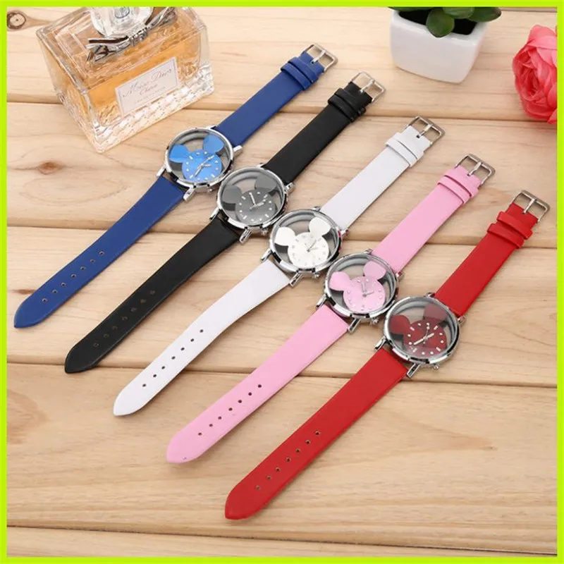 Mickey Mouse Minni Steel Quartz Watch Cartoon Children Watches Crystal Diamond Ladies Student Women Anime Clock Girls Golden