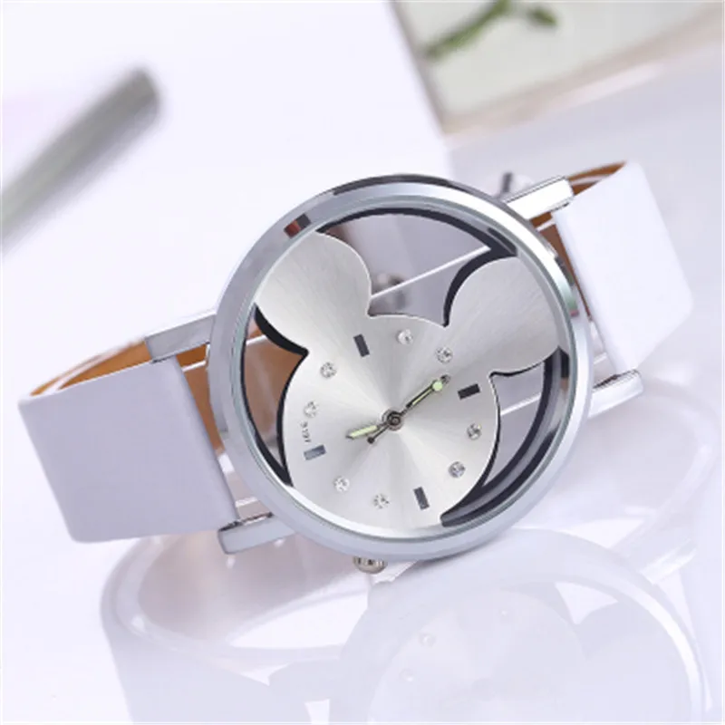 Mickey Mouse Minni Steel Quartz Watch Cartoon Children Watches Crystal Diamond Ladies Student Women Anime Clock Girls Golden