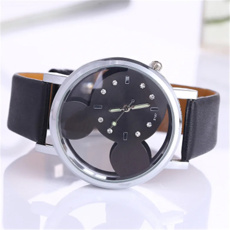 Mickey Mouse Minni Steel Quartz Watch Cartoon Children Watches Crystal Diamond Ladies Student Women Anime Clock Girls Golden