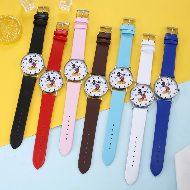 Mickey Mouse Minni Steel Quartz Watch Cartoon Children Watches Crystal Diamond Ladies Student Women Anime Clock Girls Golden
