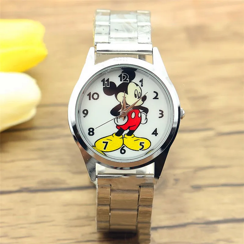 Mickey Mouse Minni Steel Quartz Watch Cartoon Children Watches Crystal Diamond Ladies Student Women Anime Clock Girls Golden