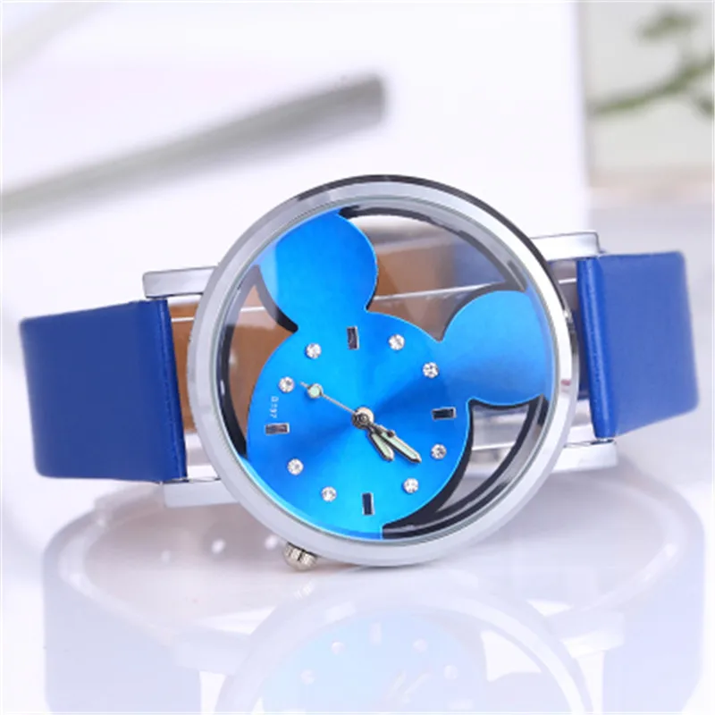 Mickey Mouse Minni Steel Quartz Watch Cartoon Children Watches Crystal Diamond Ladies Student Women Anime Clock Girls Golden