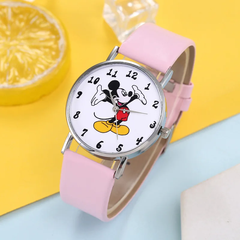 Mickey Mouse Minni Steel Quartz Watch Cartoon Children Watches Crystal Diamond Ladies Student Women Anime Clock Girls Golden