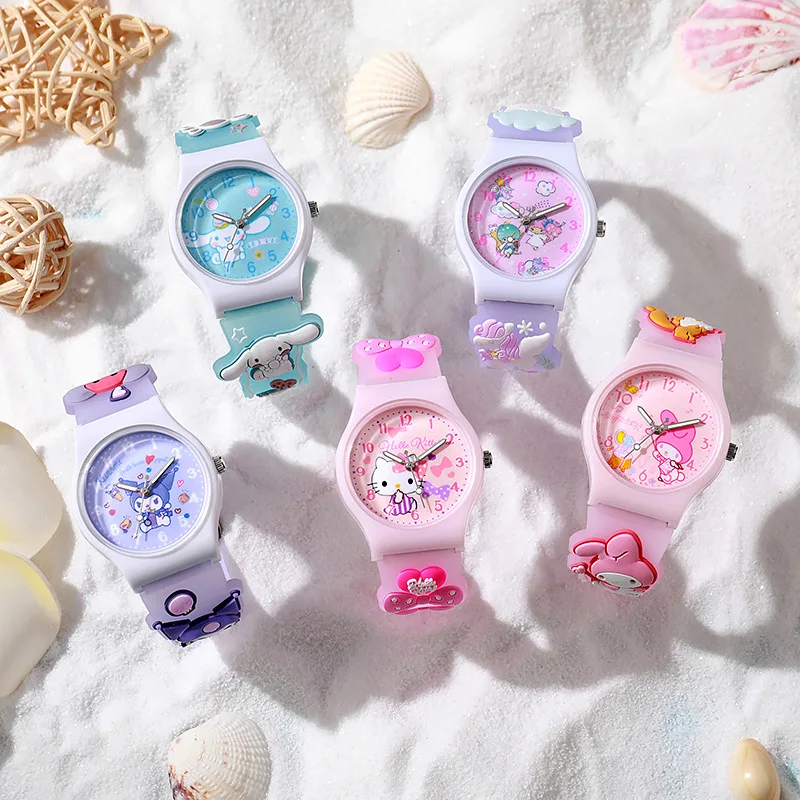 Fashio 3D Hello Kitty Watches For Girls Cartoon Pattern Kuromi Waterproof Quartz Children Watch Wrist Clock Kids Gift Reloj Nina