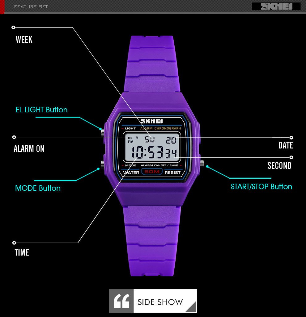 SKMEI 1460 Alarm Clock Luminous Digital Watches Relogio Children Watch Kids Watches Sports Style Waterproof Wristwatch