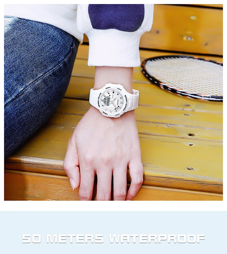 SANDA 6005 Dual Display Electronic Watches Fashion Outdoor Leisure Silicone Strap Student Wrist Watch for Boy and Girl
