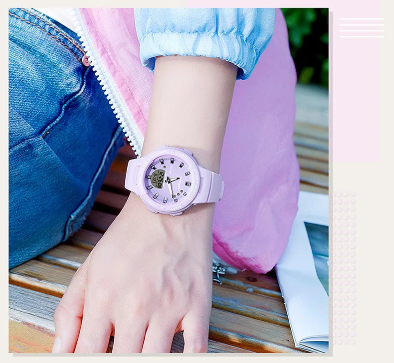 SANDA 6005 Dual Display Electronic Watches Fashion Outdoor Leisure Silicone Strap Student Wrist Watch for Boy and Girl
