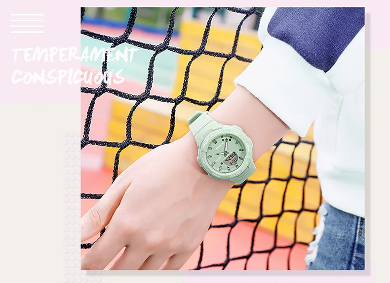 SANDA 6005 Dual Display Electronic Watches Fashion Outdoor Leisure Silicone Strap Student Wrist Watch for Boy and Girl
