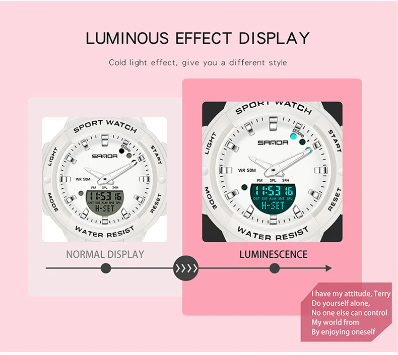 SANDA 6005 Dual Display Electronic Watches Fashion Outdoor Leisure Silicone Strap Student Wrist Watch for Boy and Girl