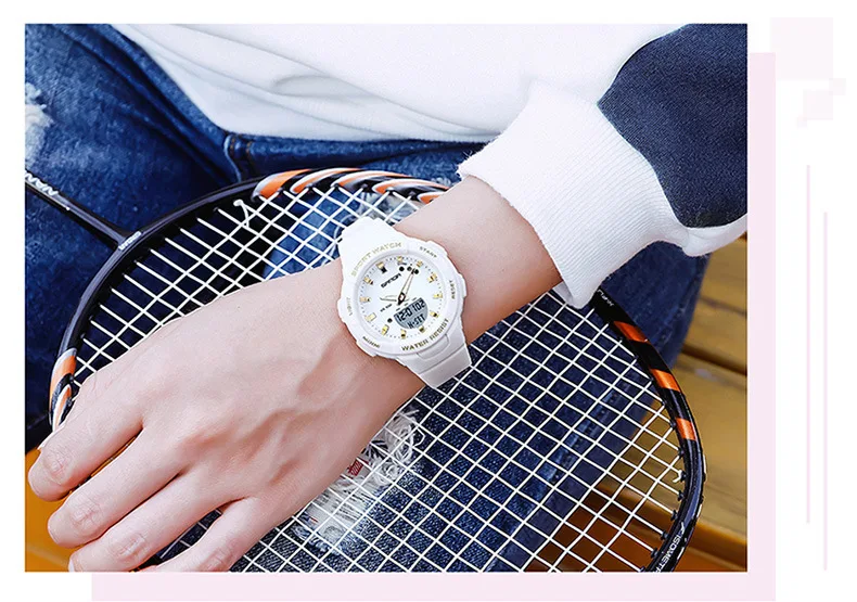 SANDA 6005 Dual Display Electronic Watches Fashion Outdoor Leisure Silicone Strap Student Wrist Watch for Boy and Girl