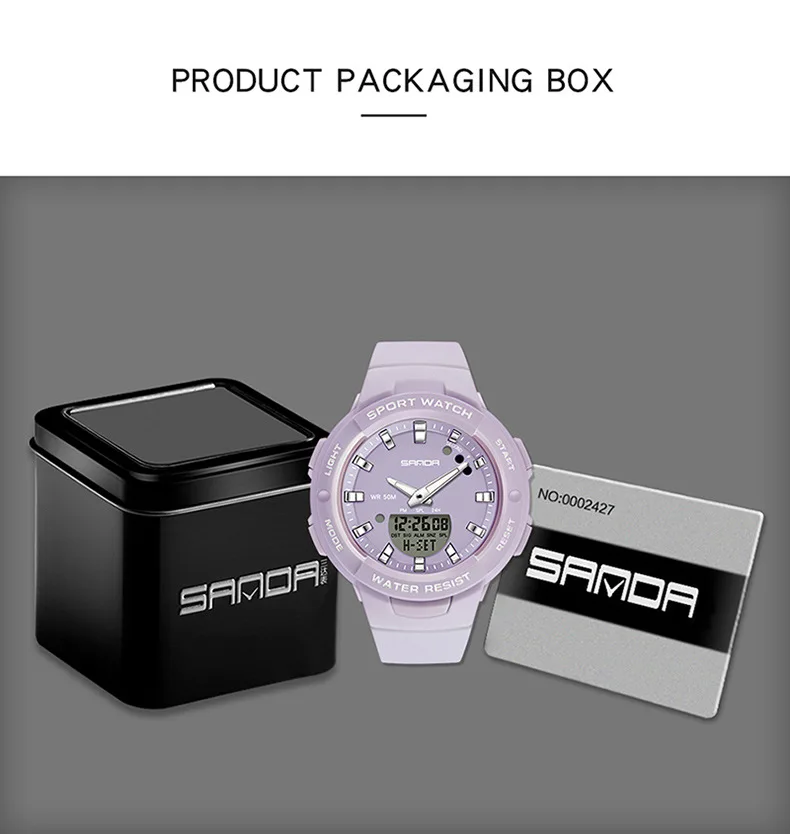 SANDA 6005 Dual Display Electronic Watches Fashion Outdoor Leisure Silicone Strap Student Wrist Watch for Boy and Girl