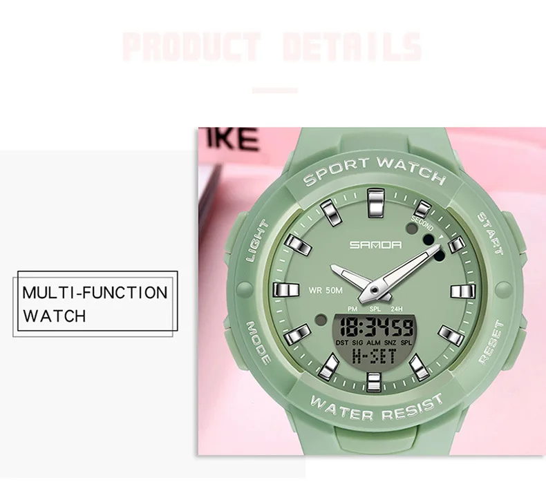 SANDA 6005 Dual Display Electronic Watches Fashion Outdoor Leisure Silicone Strap Student Wrist Watch for Boy and Girl