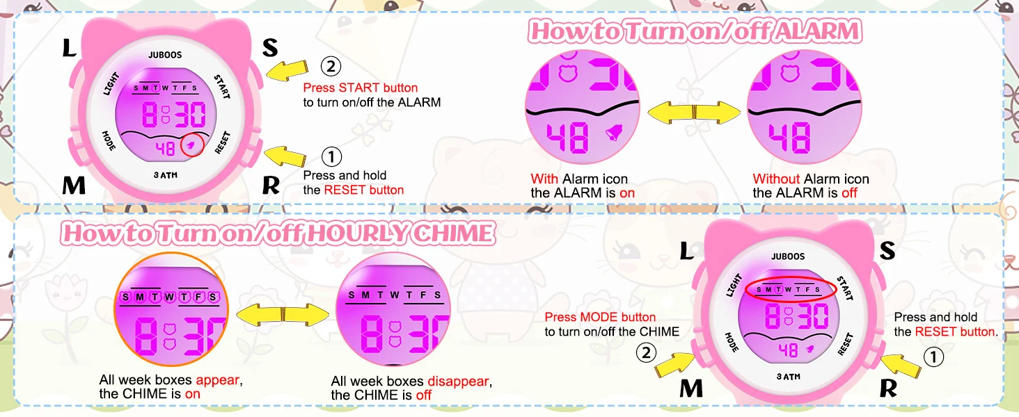 Girls And Boys Cute Meow Star Watches Kids Children's Junior High School Waterproof Alarm Clock Electronic Watch