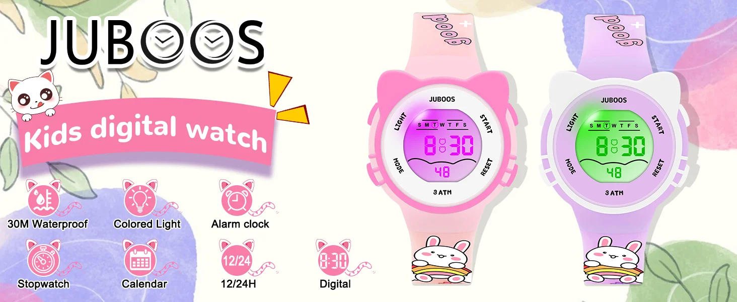 Girls And Boys Cute Meow Star Watches Kids Children's Junior High School Waterproof Alarm Clock Electronic Watch