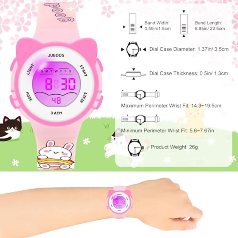 Girls And Boys Cute Meow Star Watches Kids Children's Junior High School Waterproof Alarm Clock Electronic Watch
