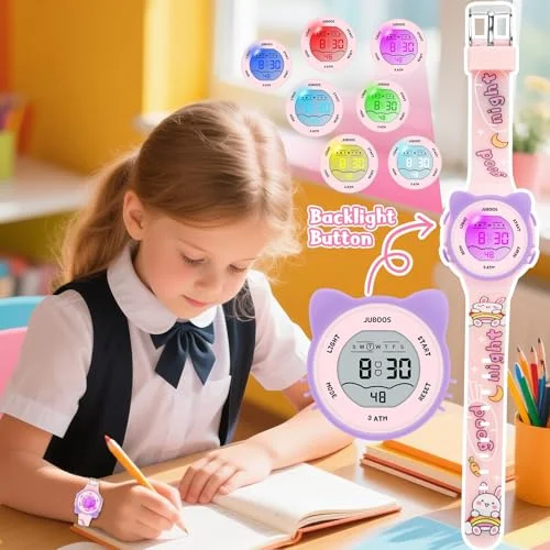 Girls And Boys Cute Meow Star Watches Kids Children's Junior High School Waterproof Alarm Clock Electronic Watch