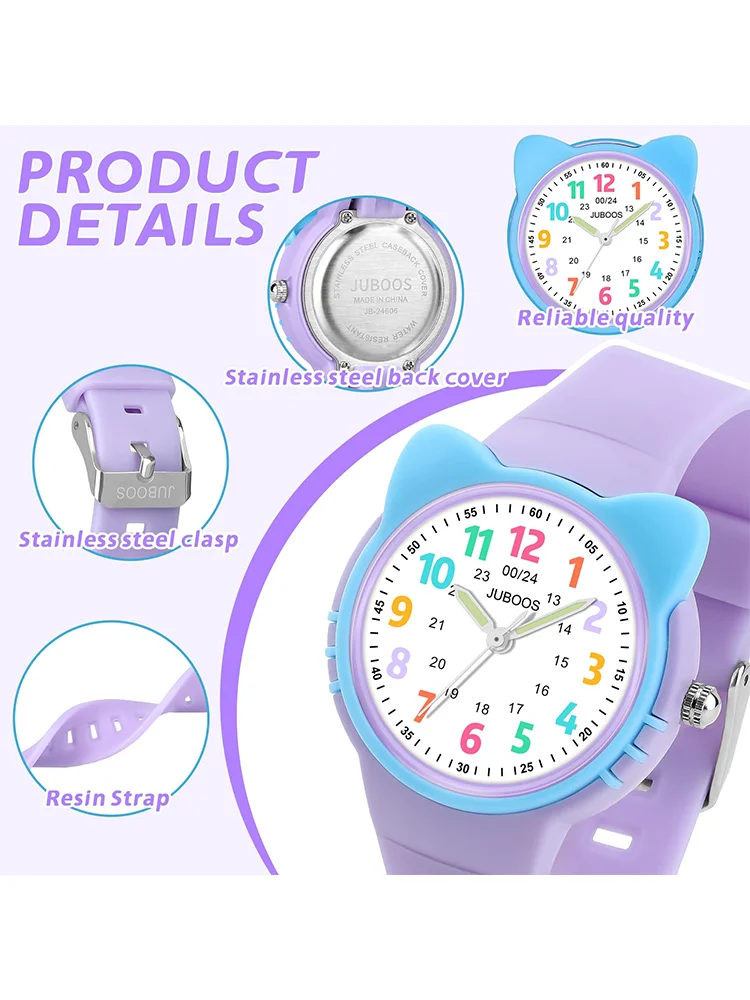 Cute Watches for Girls Cartoon Pattern Kuromi Waterproof Quartz Children Watch Wrist Clock Kids Gift