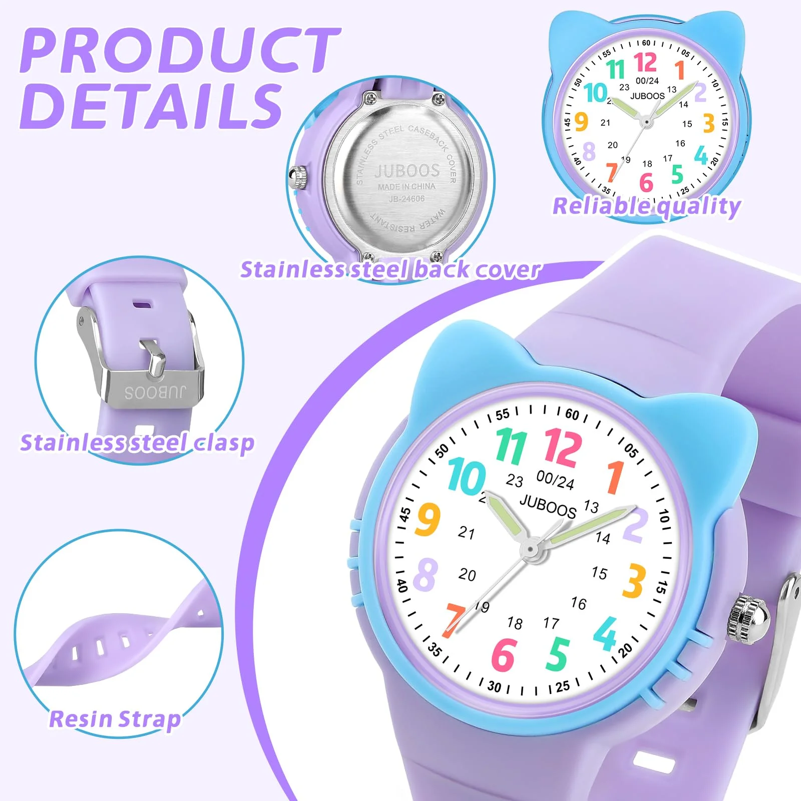 Cute Watches for Girls Cartoon Pattern Kuromi Waterproof Quartz Children Watch Wrist Clock Kids Gift