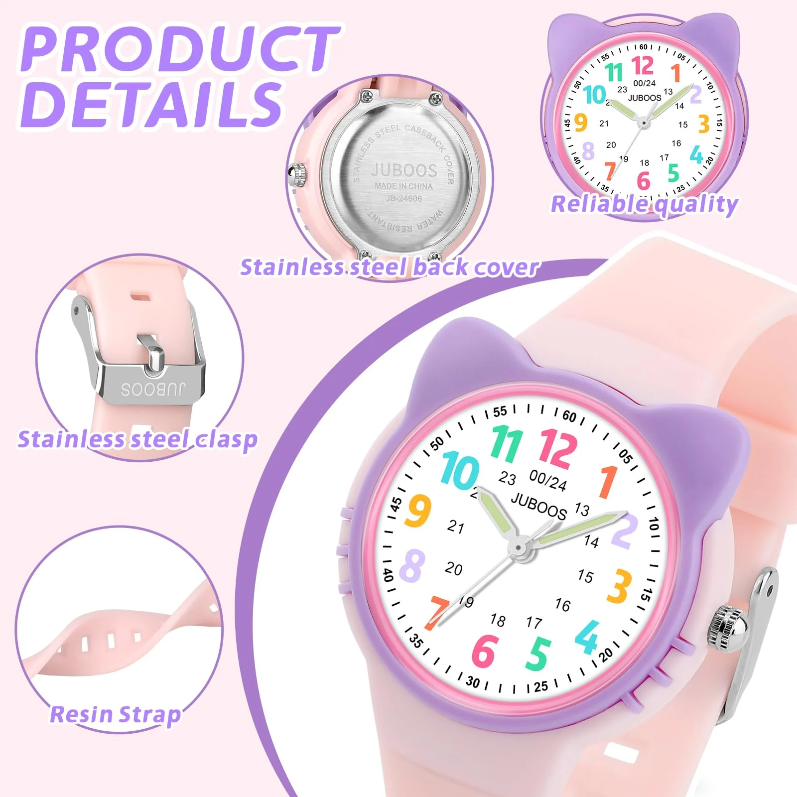 Kids Watch Analog for Boys Girls Toddler 3-12 Learning Time 3ATM Waterproof Quartz Children Wirstwatch with Easy to Read Kids