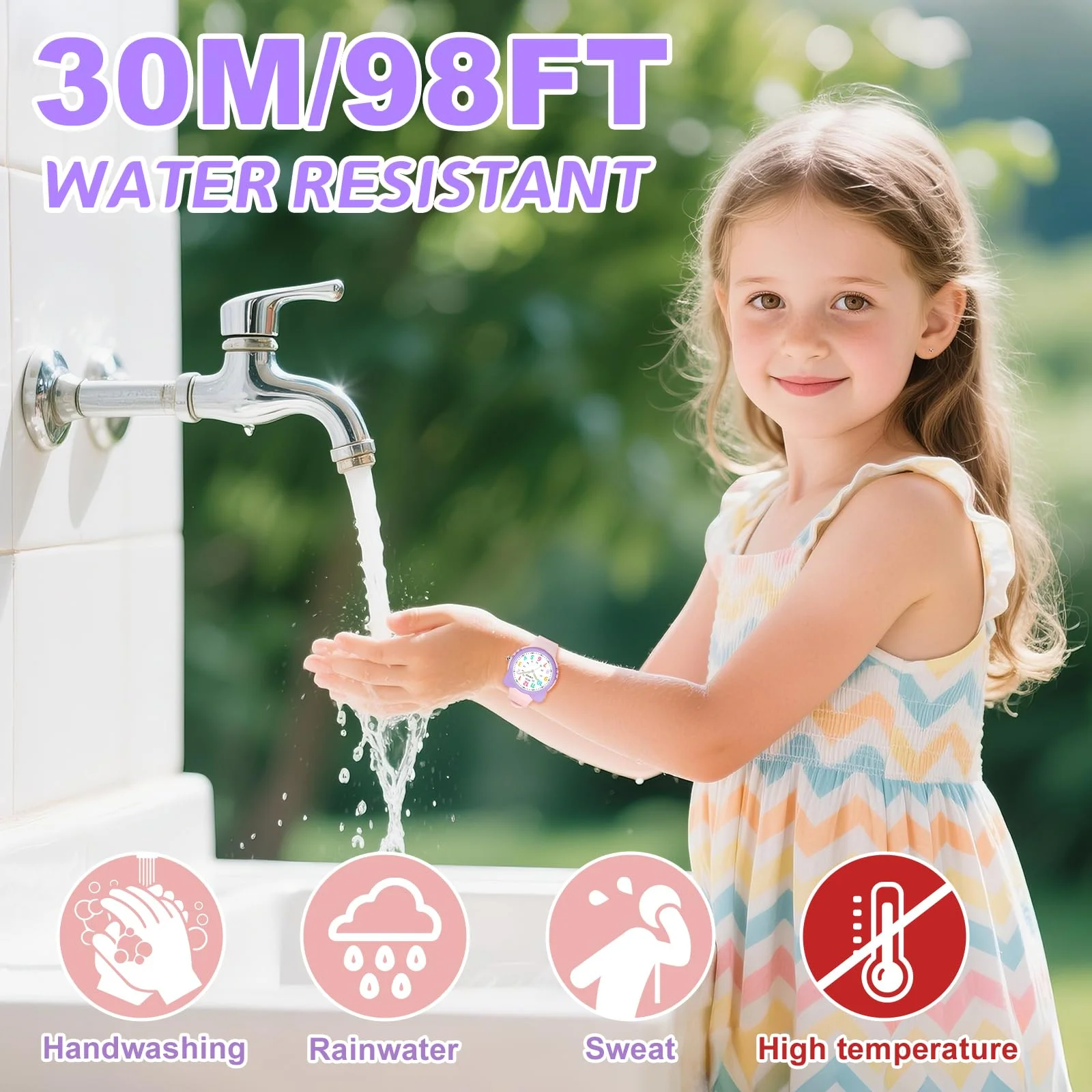 Kids Watch Analog for Boys Girls Toddler 3-12 Learning Time 3ATM Waterproof Quartz Children Wirstwatch with Easy to Read Kids