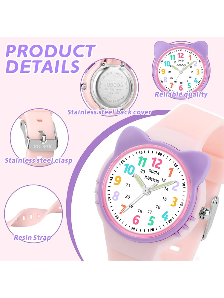 Kids Watch Analog for Boys Girls Toddler 3-12 Learning Time 3ATM Waterproof Quartz Children Wirstwatch with Easy to Read Kids